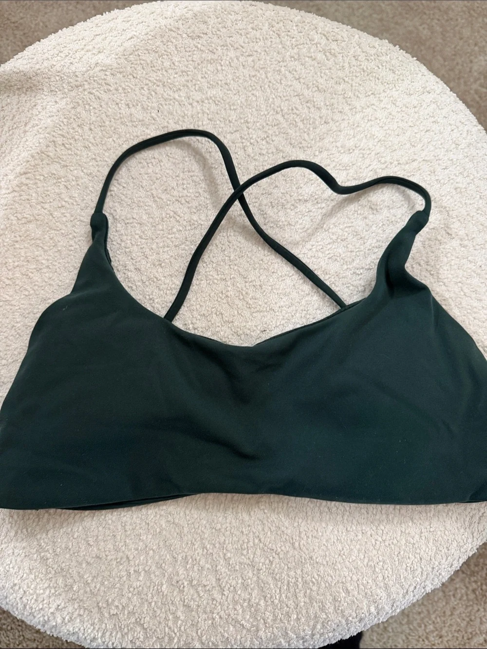 Crop Shop Boutique Dark Green cross back sports bra. Perfect condition. - Picture 1 of 5